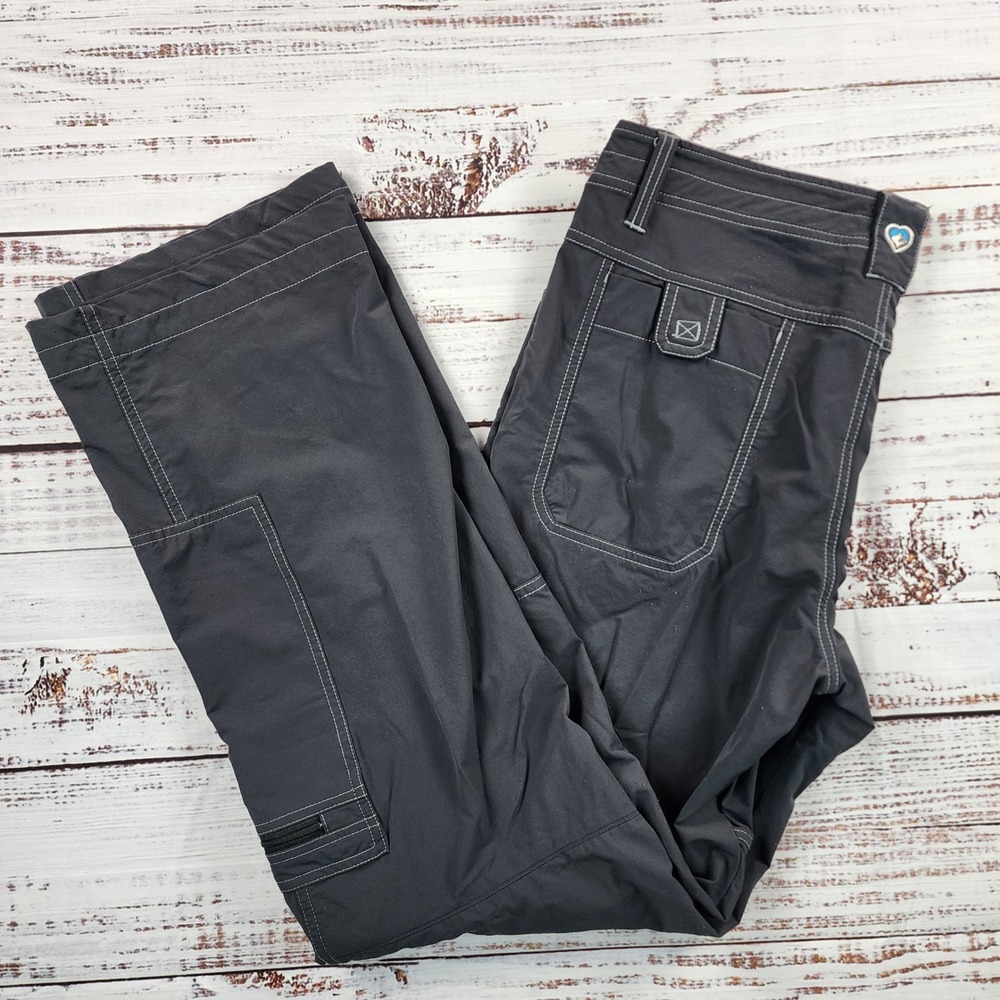 KUHL Renegade Pants Womens 14 Charcoal Gray Hiking Stretch Nylon Pockets Trail